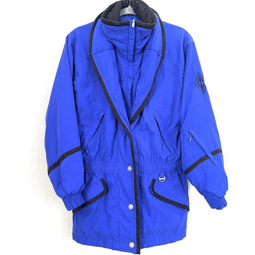 Vintage Rawik Skiwear Womens Snow Jacket Size S Blue Indigo Waterproof Pockets